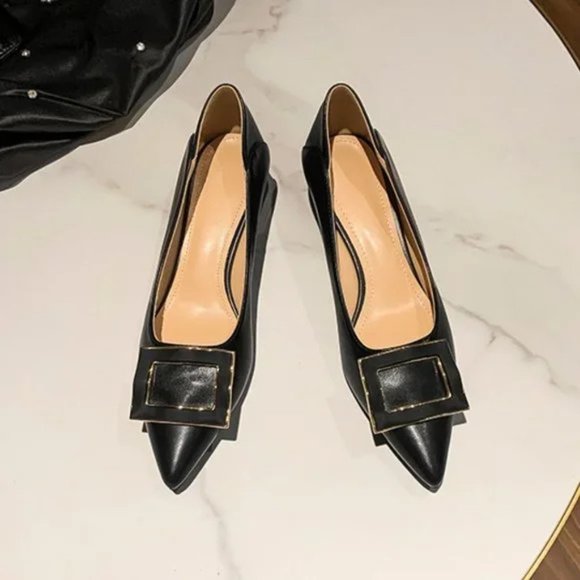 Fang buckle thick heels feminine tip of Fan Jianzhong - Picture 2 of 6